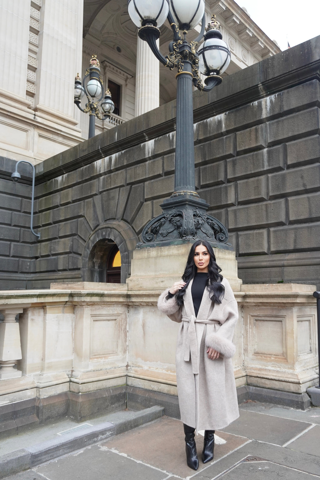 MANTEAU FOX FUR COAT - NUDE