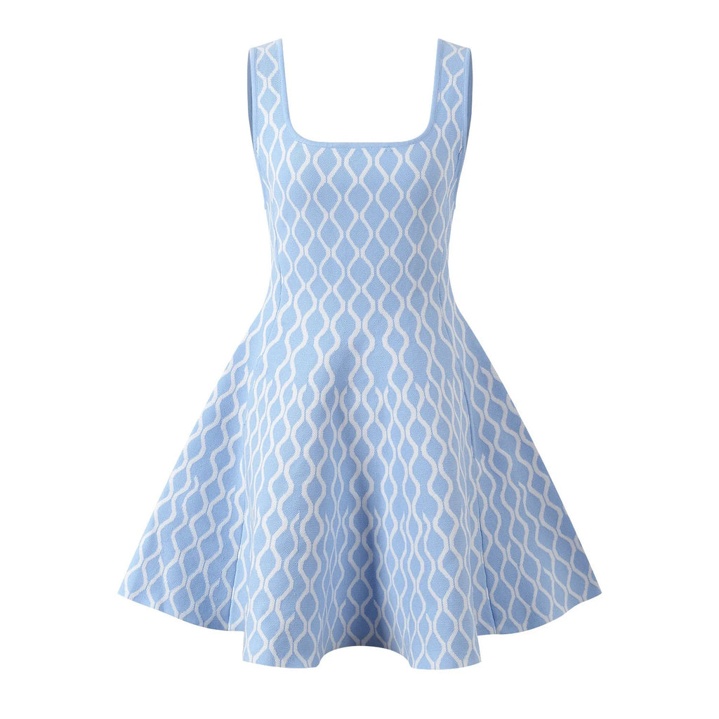 CHARLOTTE DRESS - SKY BLUE PATTERN