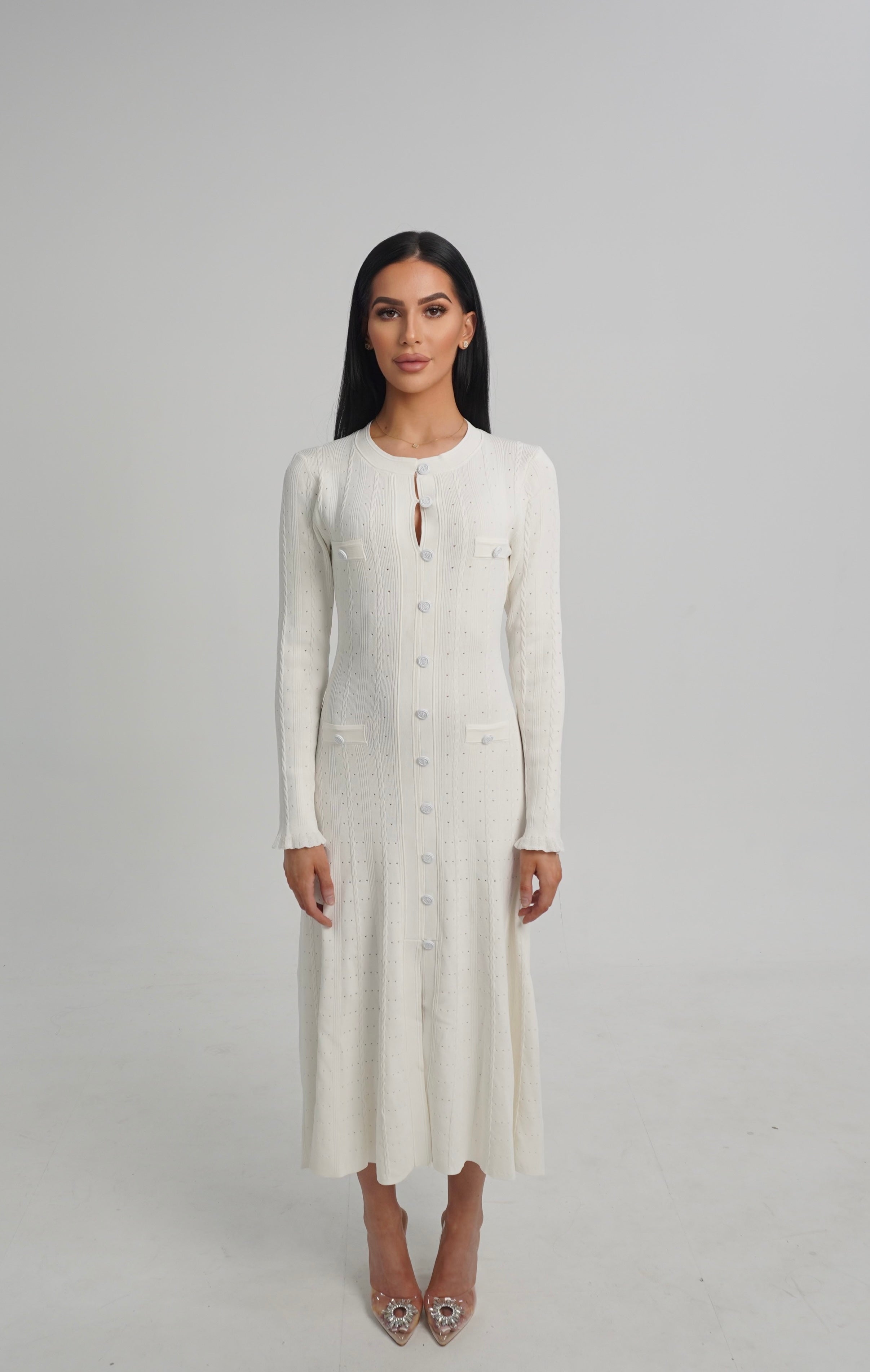 ELEANOR LONG SLEEVES DRESS - WHITE