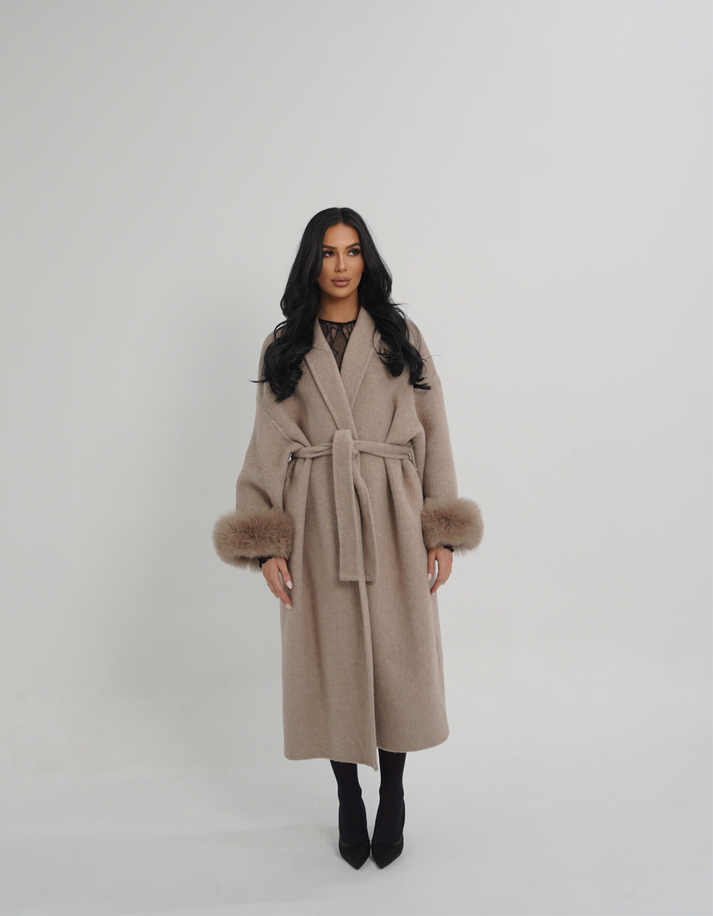 MANTEAU FOX FUR COAT - NUDE