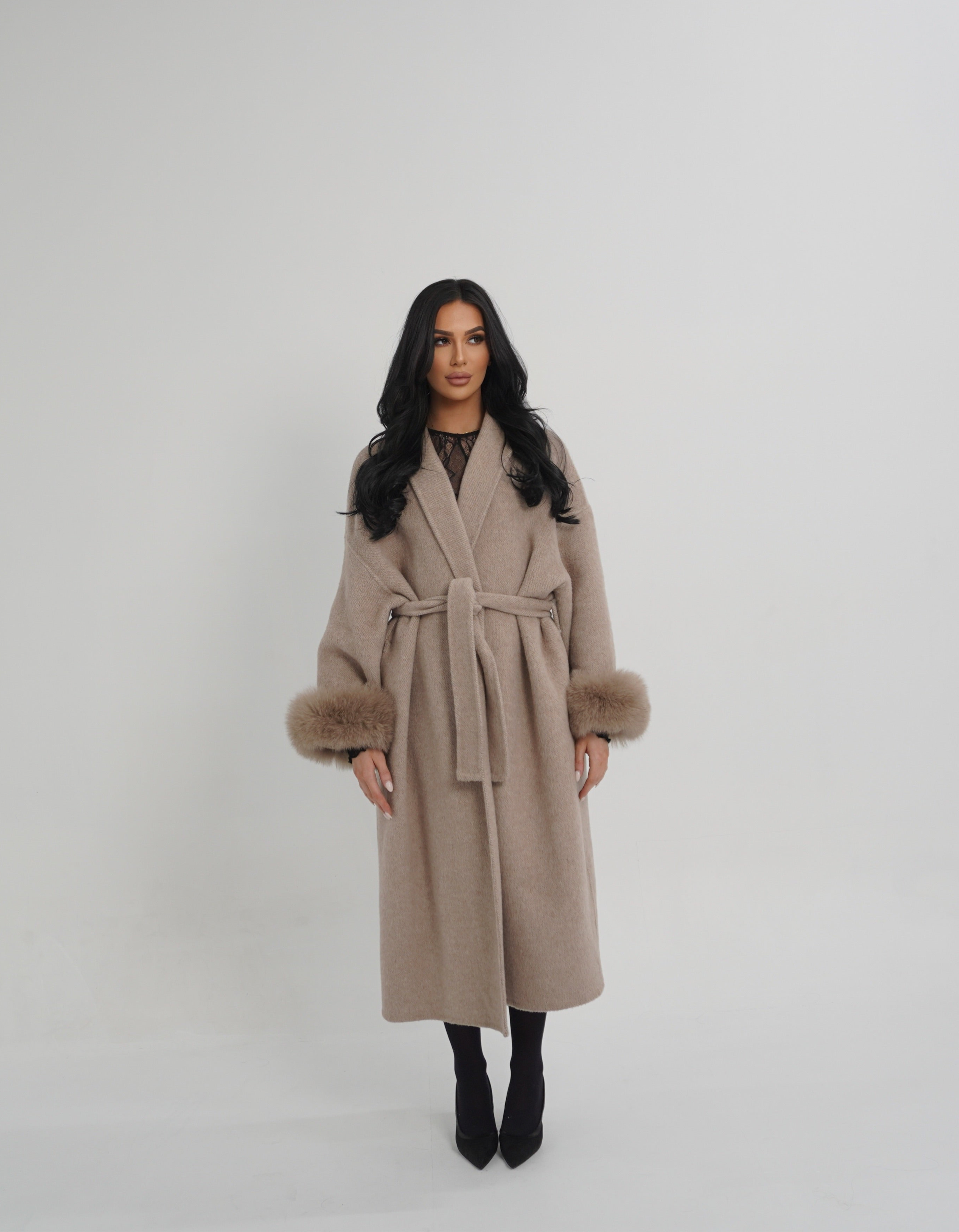 MANTEAU FOX FUR COAT - NUDE