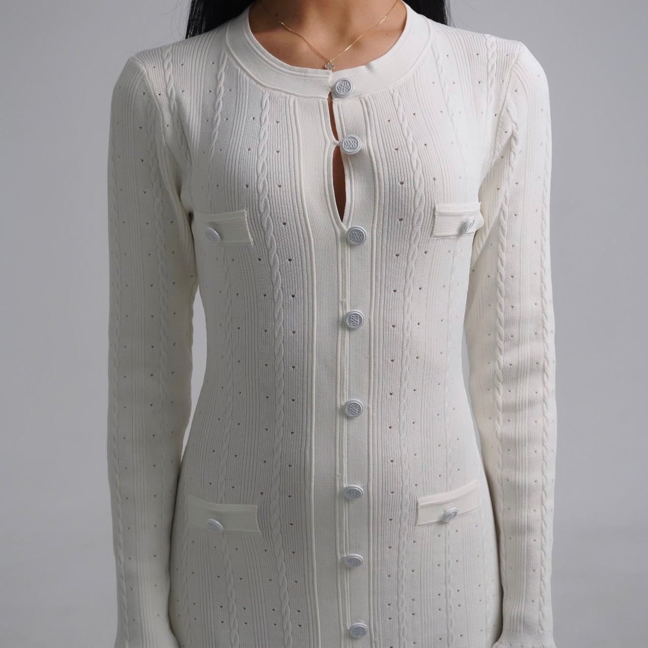 ELEANOR LONG SLEEVES DRESS - WHITE