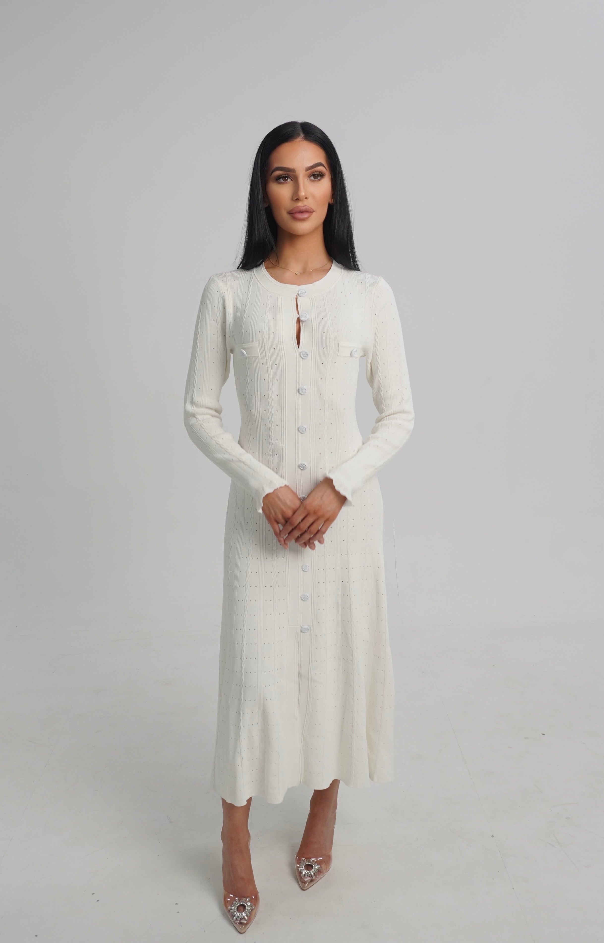 ELEANOR LONG SLEEVES DRESS - WHITE