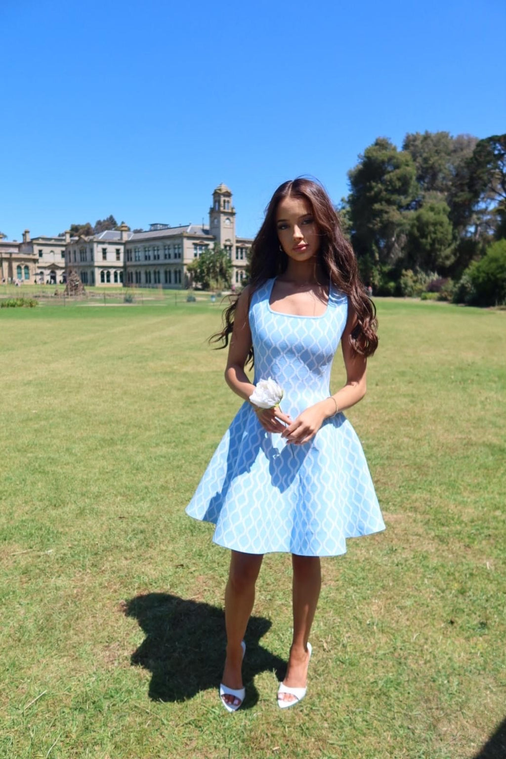 CHARLOTTE DRESS - SKY BLUE PATTERN