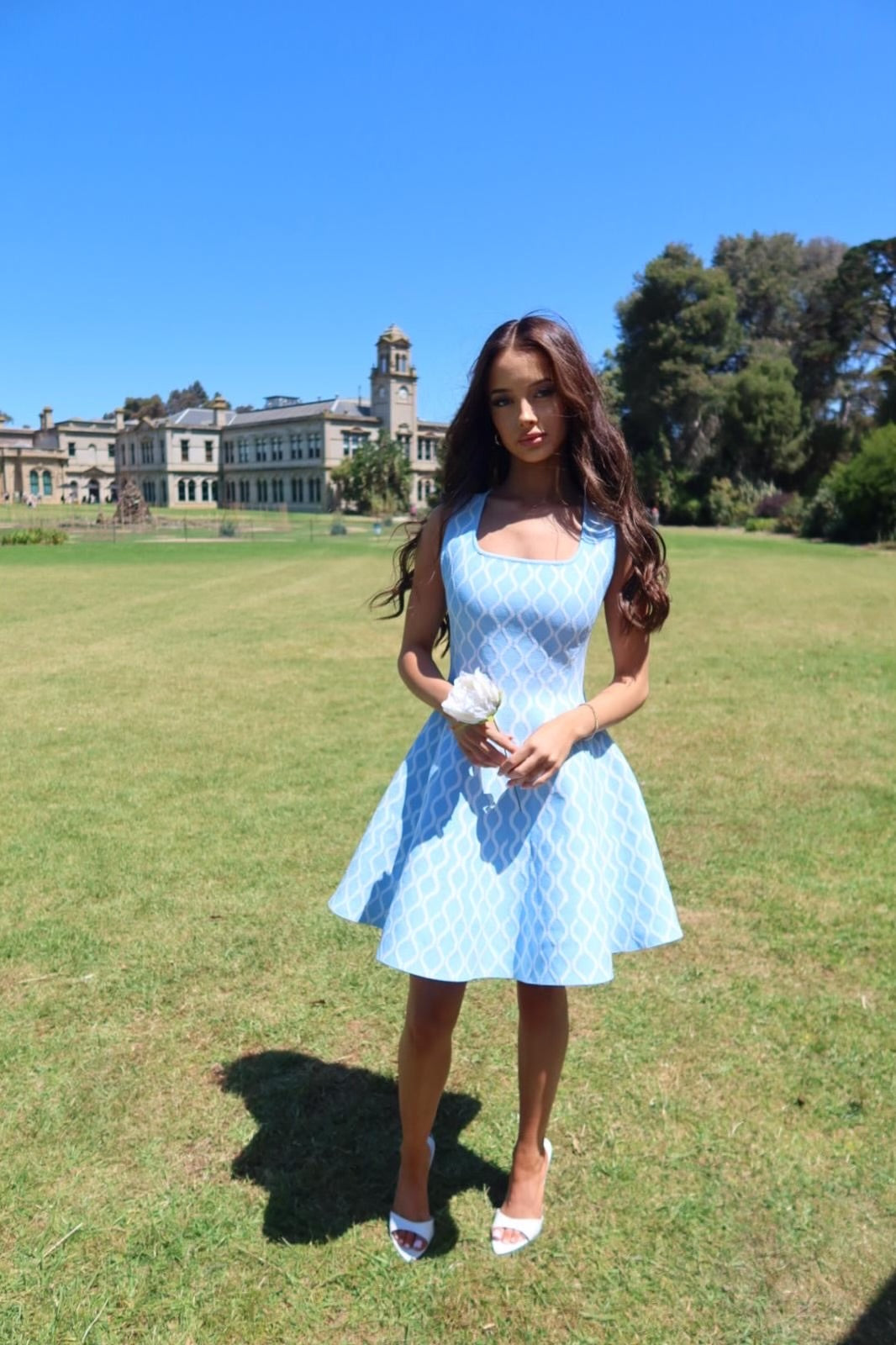 CHARLOTTE DRESS - SKY BLUE PATTERN