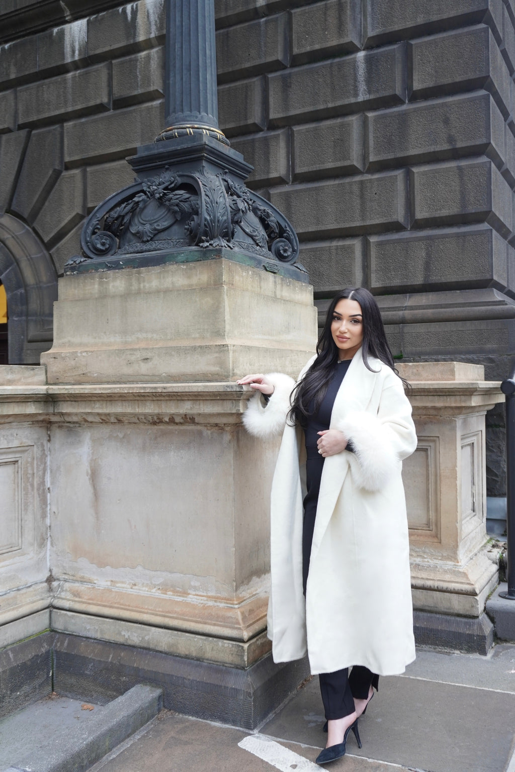 MANTEAU FOX FUR COAT - WHITE