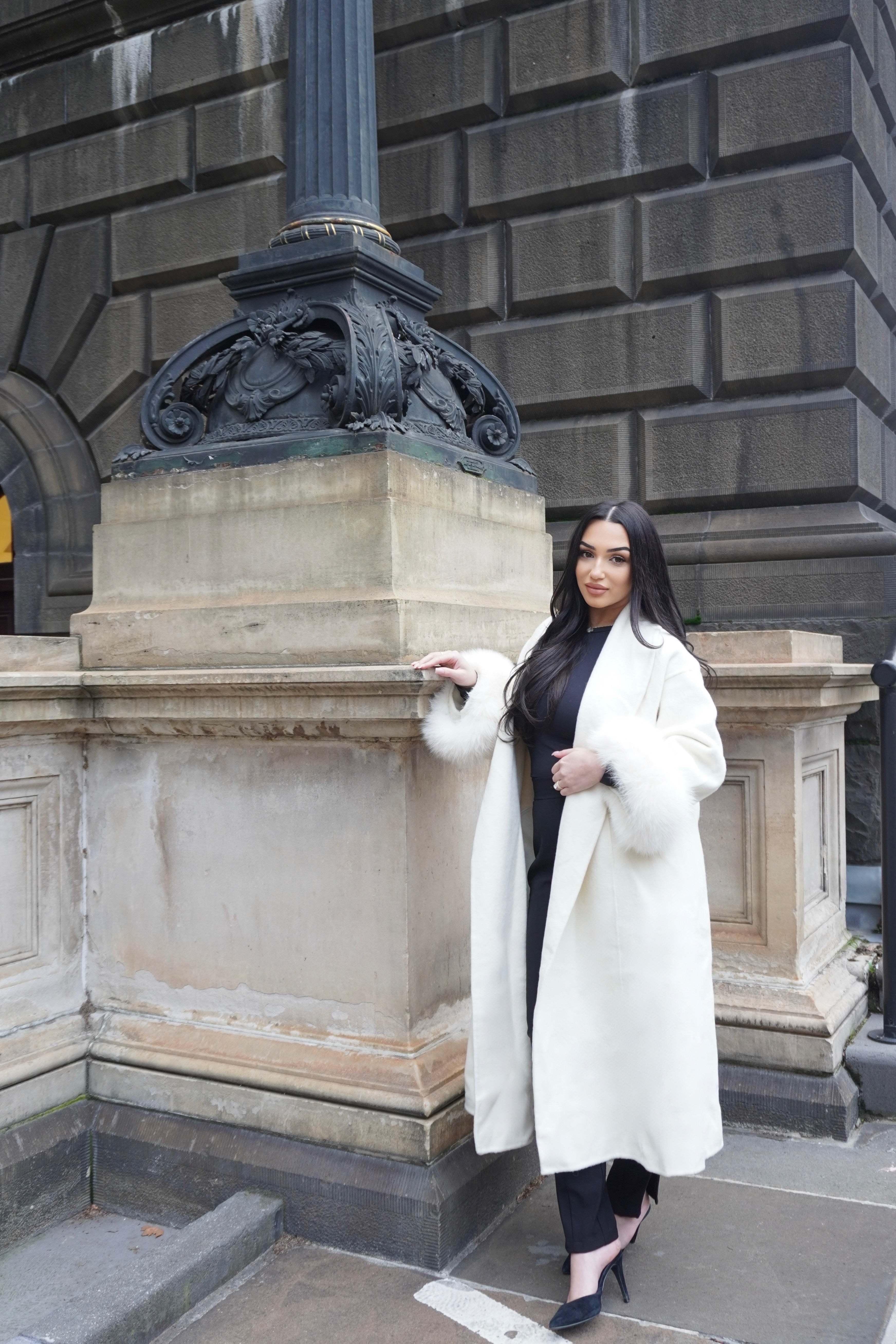 MANTEAU FOX FUR COAT - WHITE