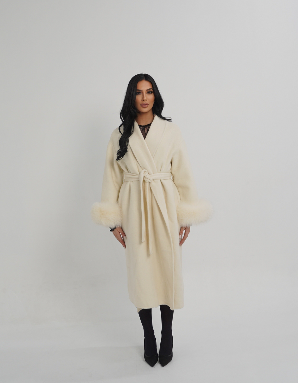 MANTEAU FOX FUR COAT - WHITE