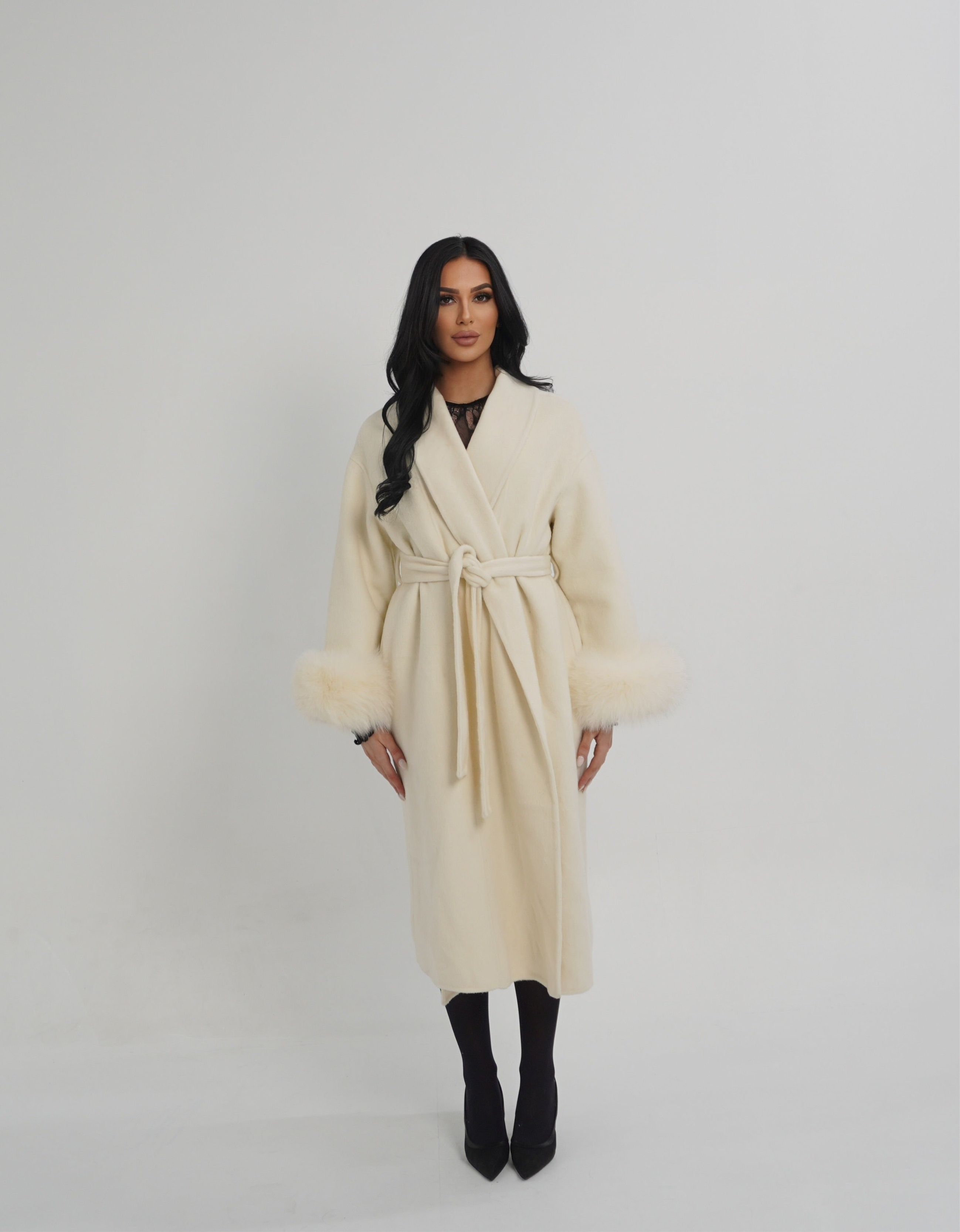 MANTEAU FOX FUR COAT - WHITE