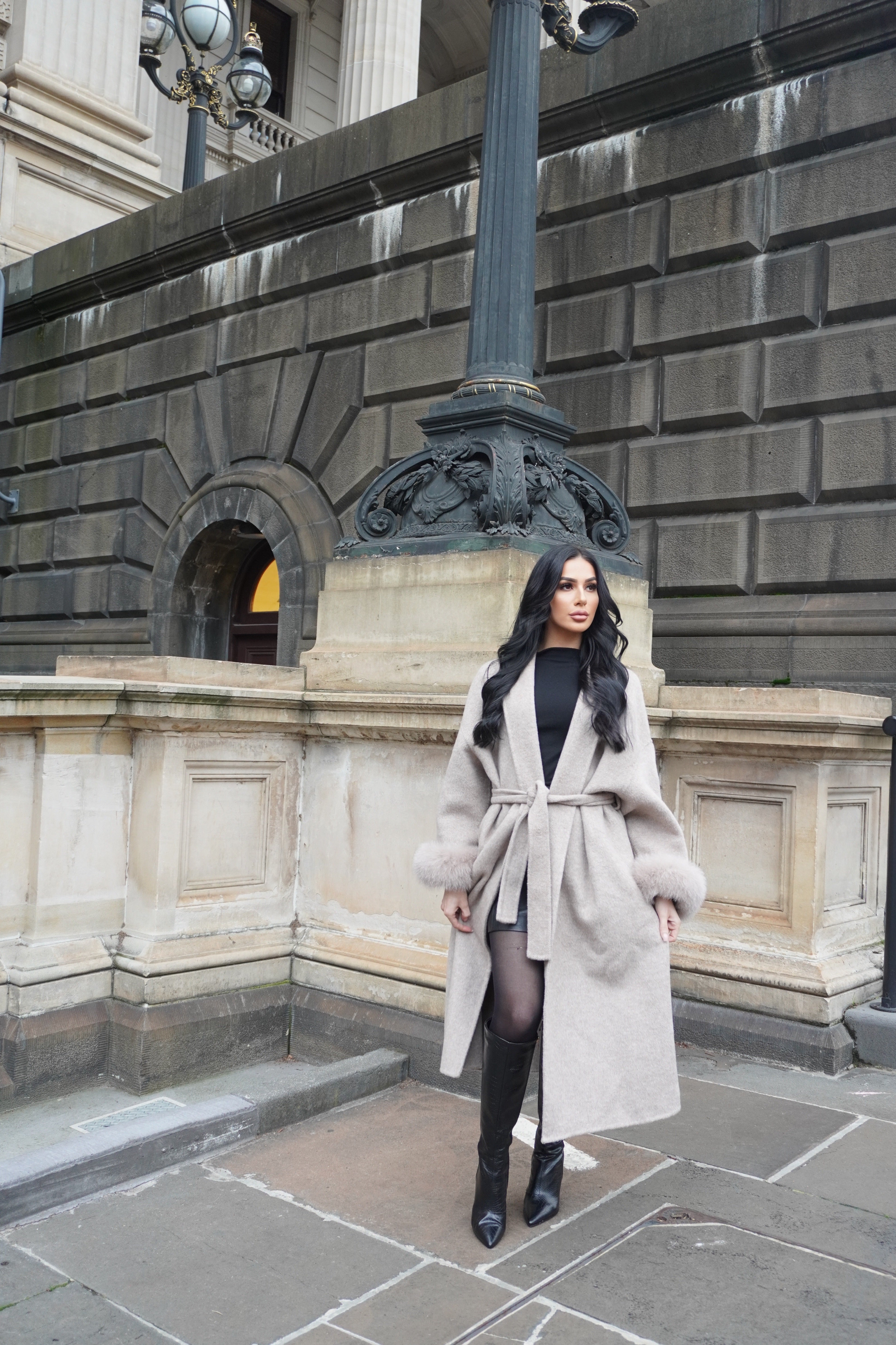MANTEAU FOX FUR COAT - NUDE
