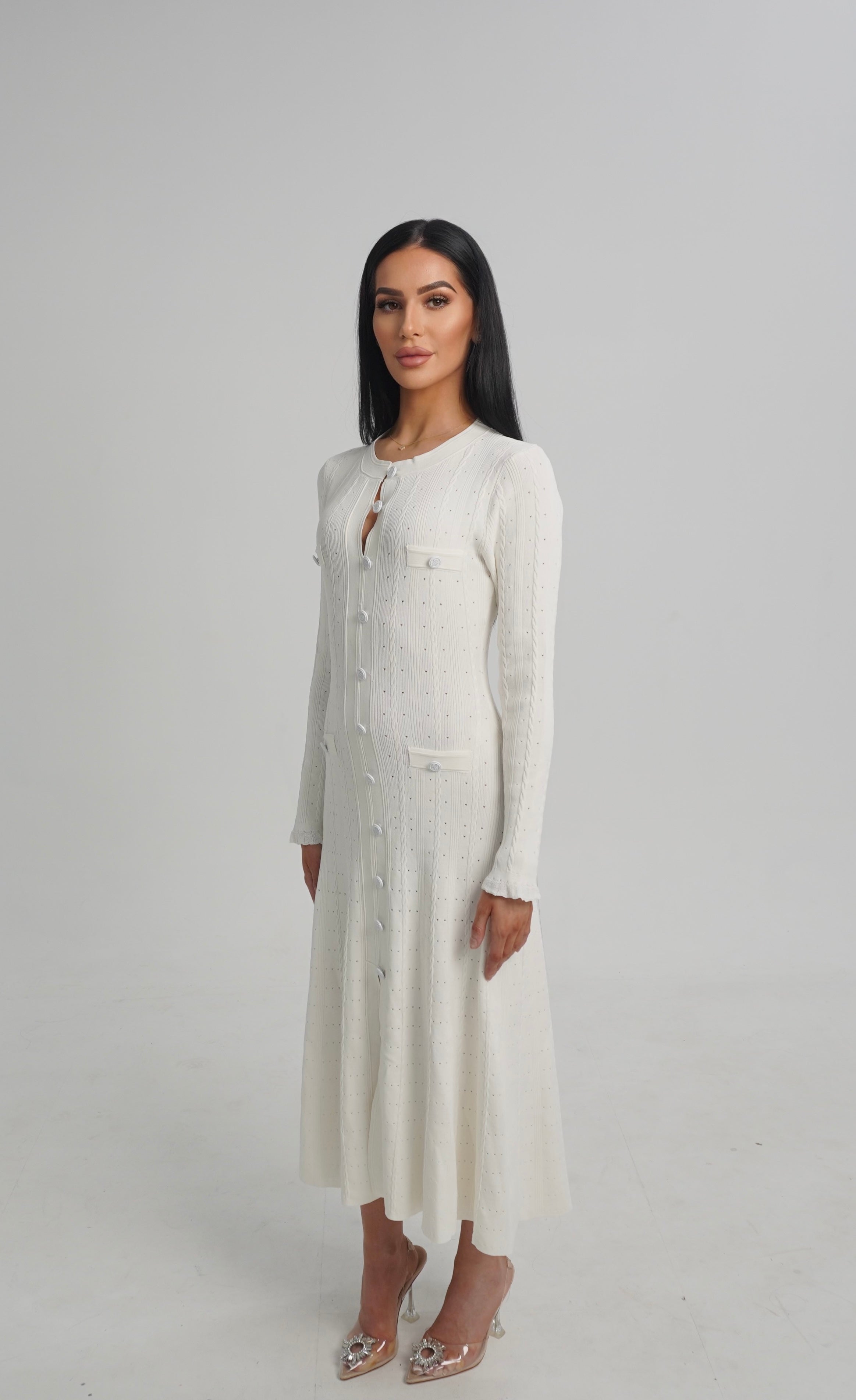 ELEANOR LONG SLEEVES DRESS - WHITE