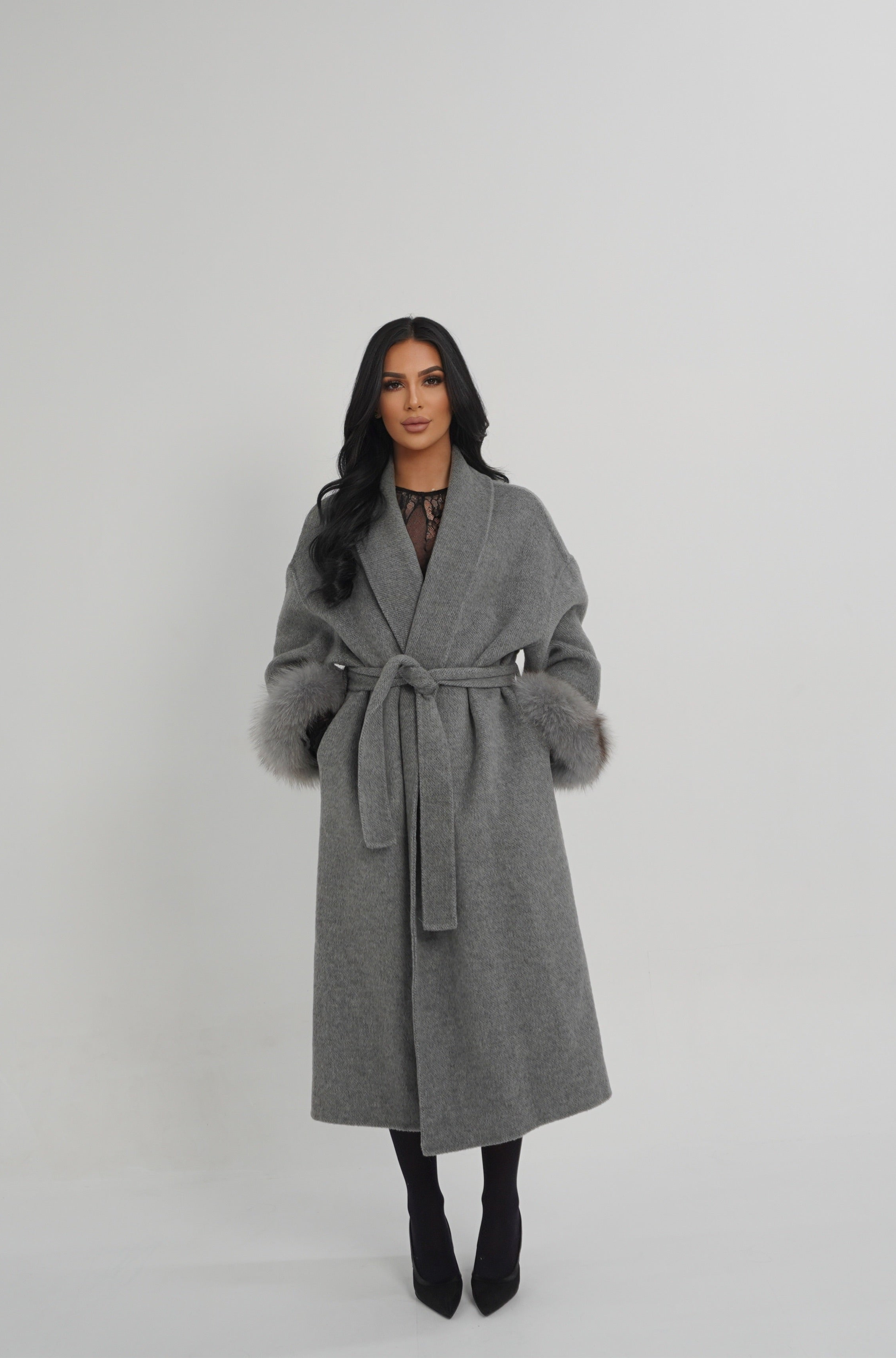 MANTEAU FOX FUR COAT - GREY