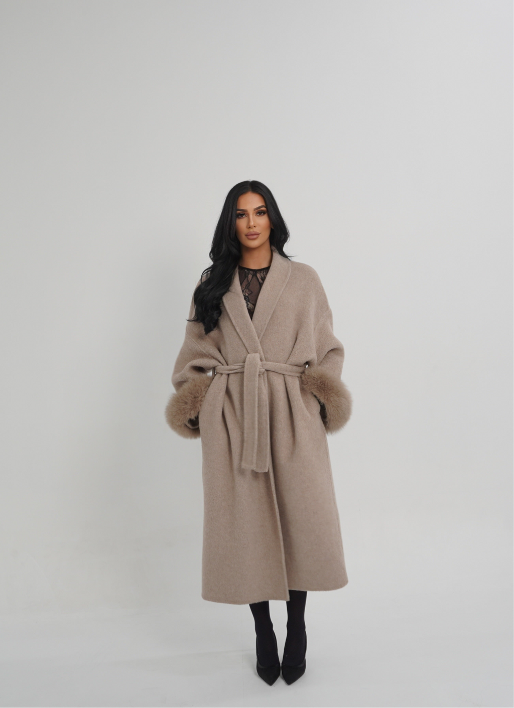 MANTEAU FOX FUR COAT - NUDE