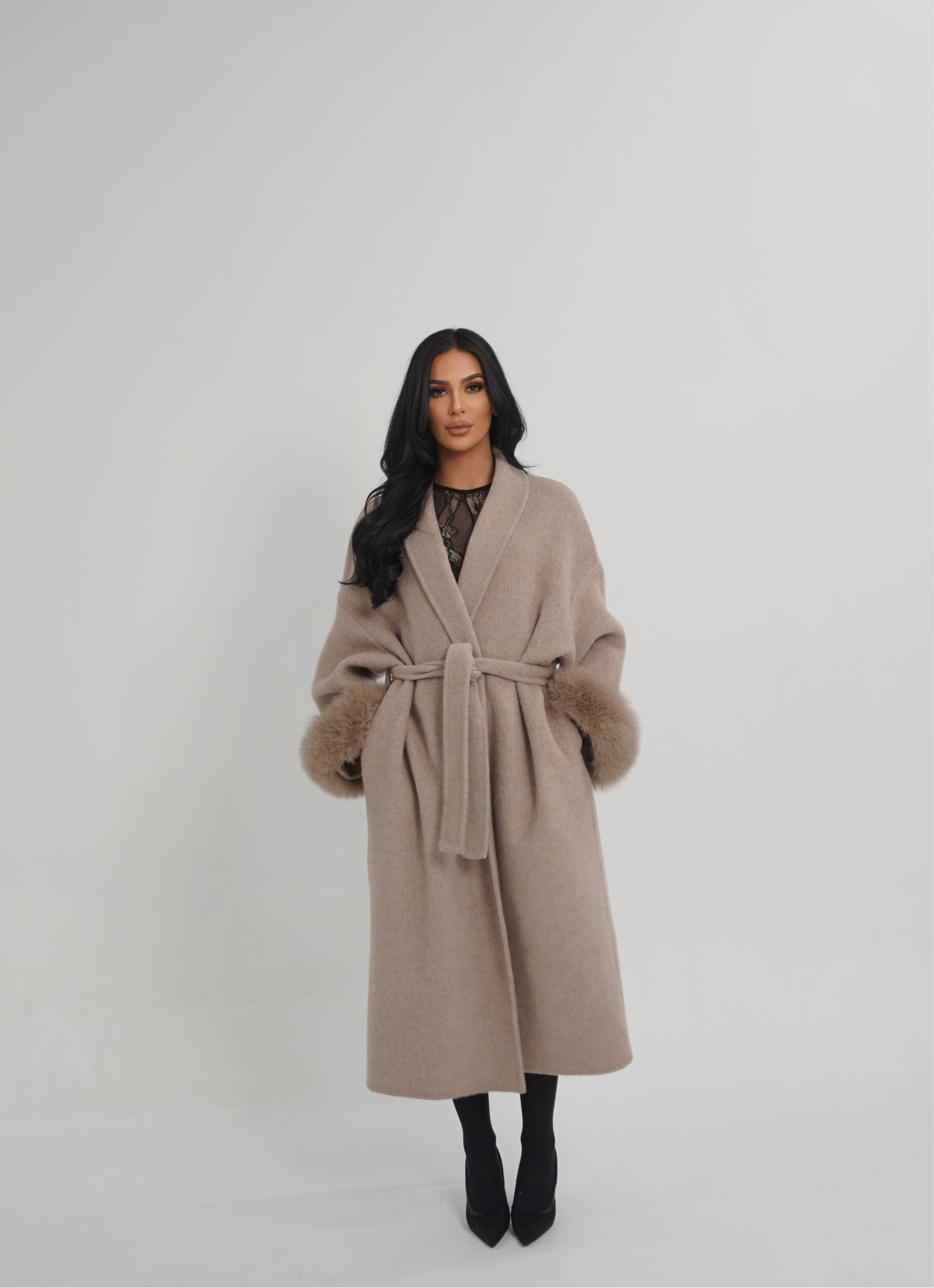 MANTEAU FOX FUR COAT - NUDE