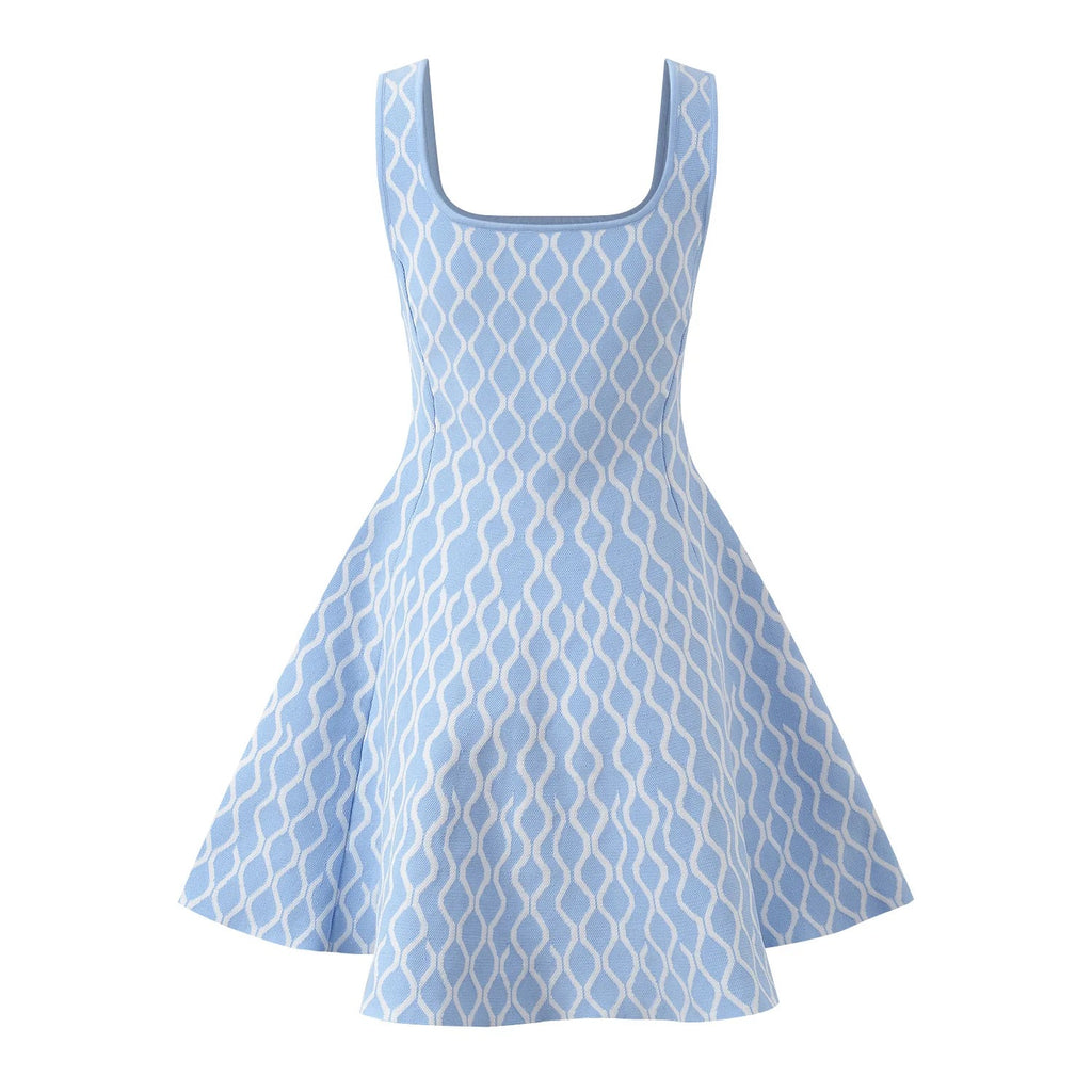 CHARLOTTE DRESS - SKY BLUE PATTERN
