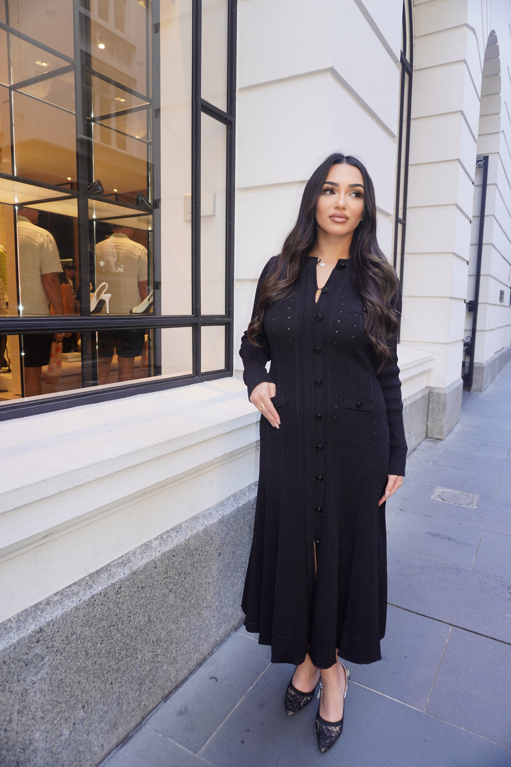 ELEANOR LONG SLEEVES DRESS - BLACK