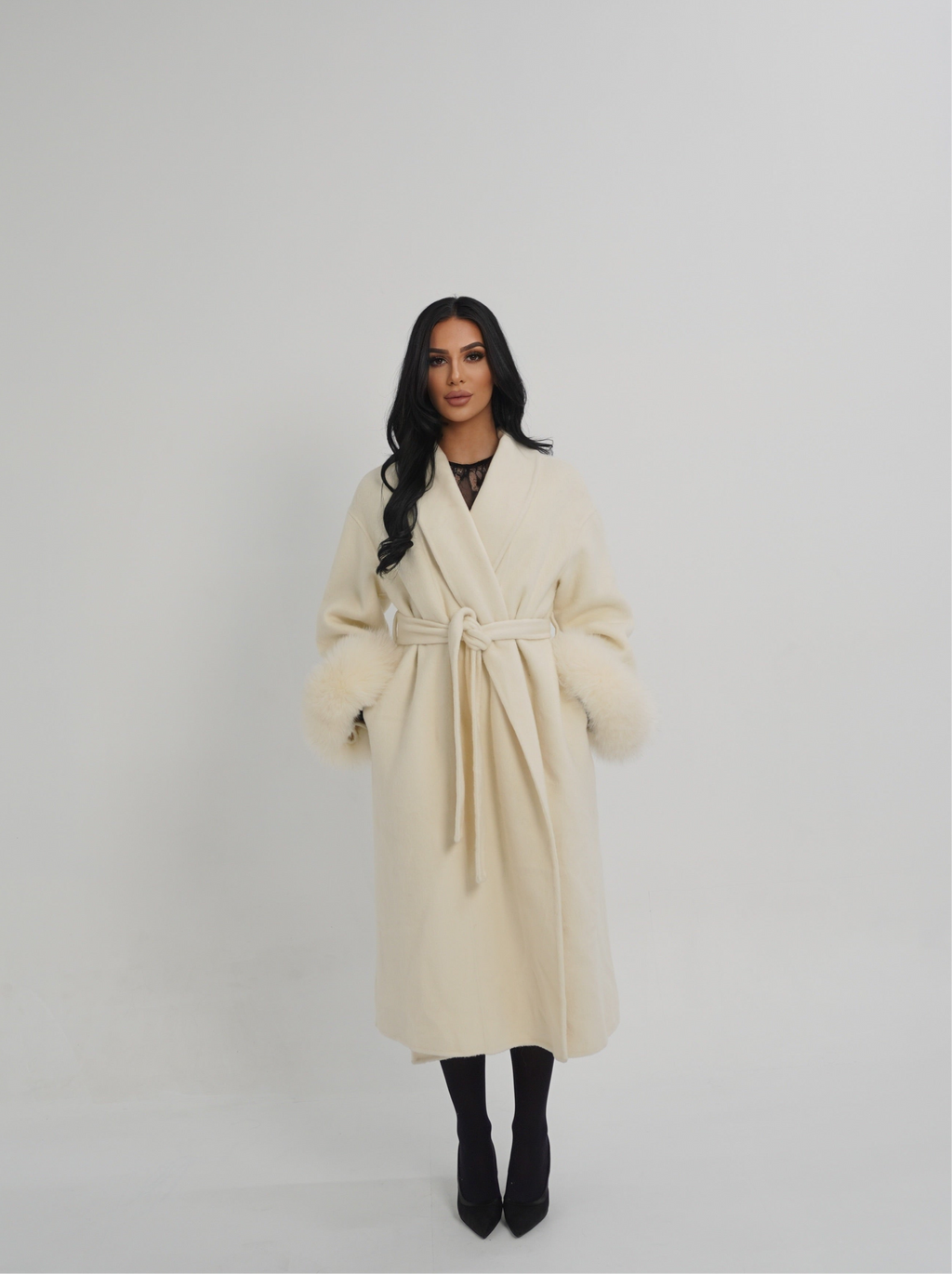 MANTEAU FOX FUR COAT - WHITE