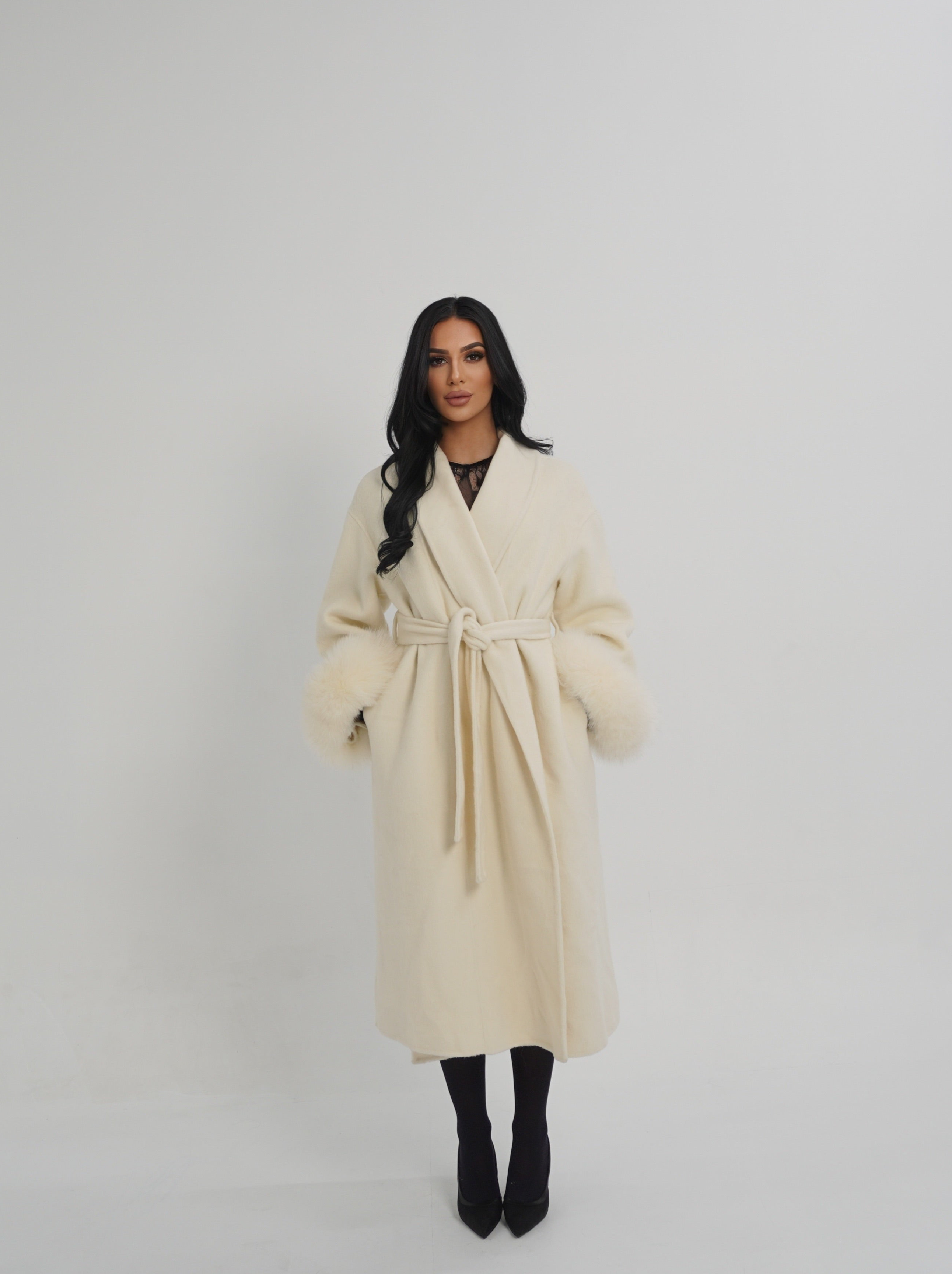 MANTEAU FOX FUR COAT - WHITE