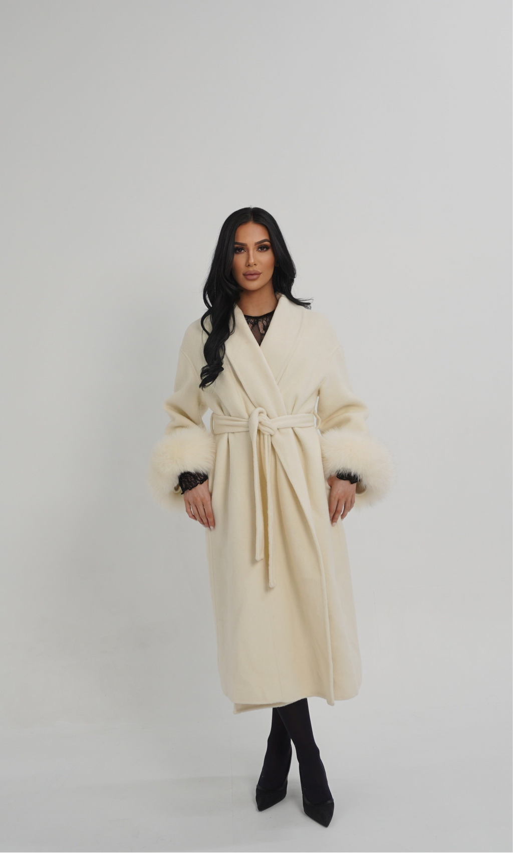 MANTEAU FOX FUR COAT - WHITE