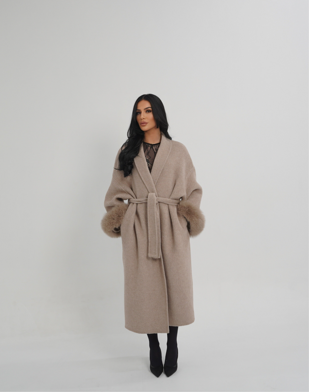 MANTEAU FOX FUR COAT - NUDE