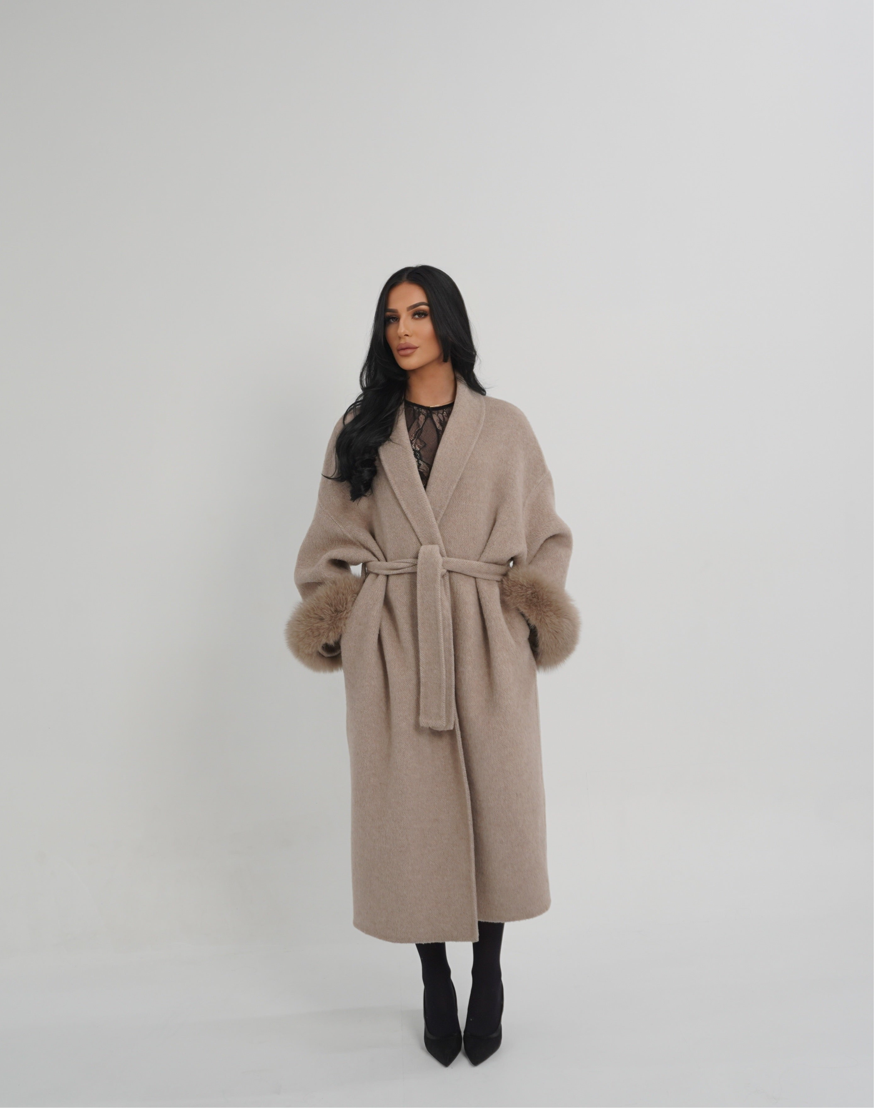 MANTEAU FOX FUR COAT - NUDE
