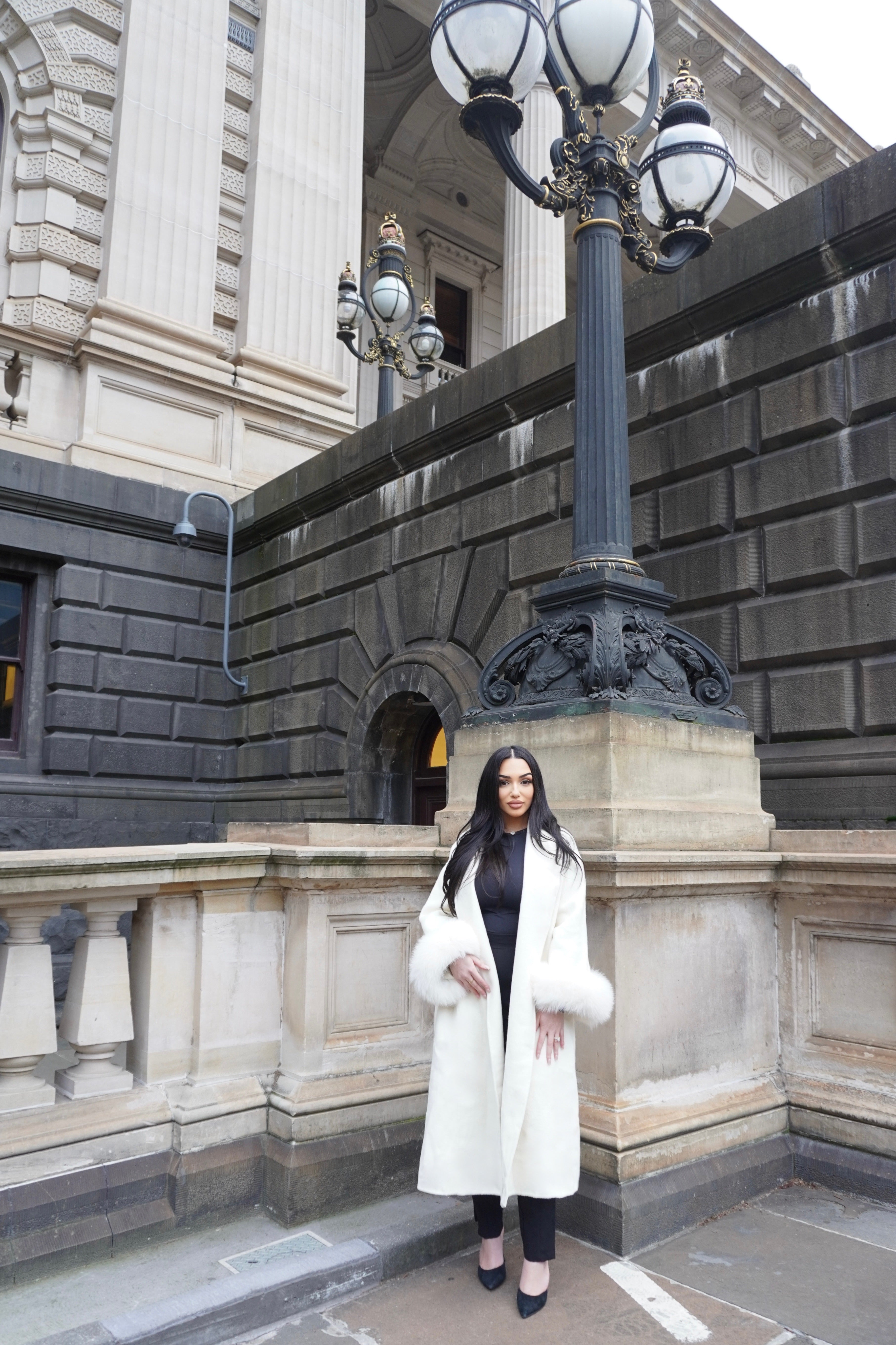 MANTEAU FOX FUR COAT - WHITE